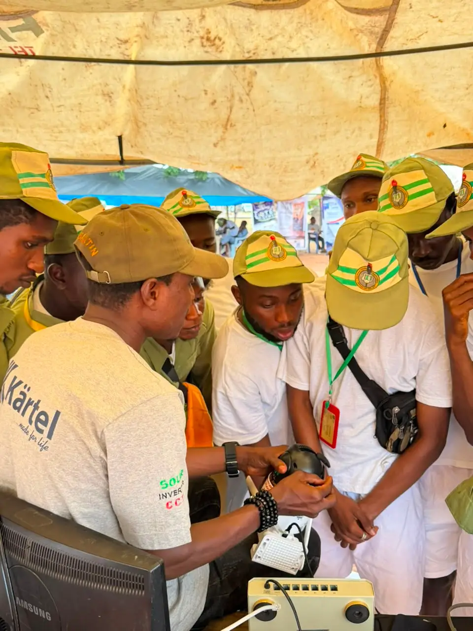 Corps members working through a practical exercise with Al-Baatin.