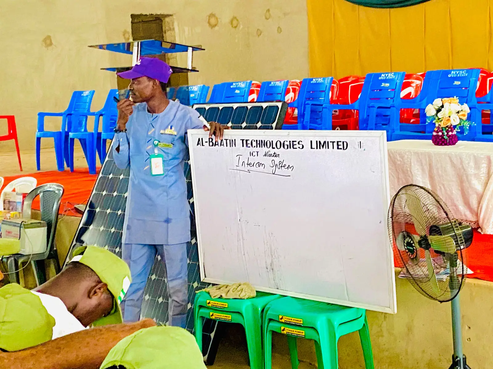 Al-Baatin teaching corps members in the camp hall at NYSC orientation camp in Iseyin, Oyo state.